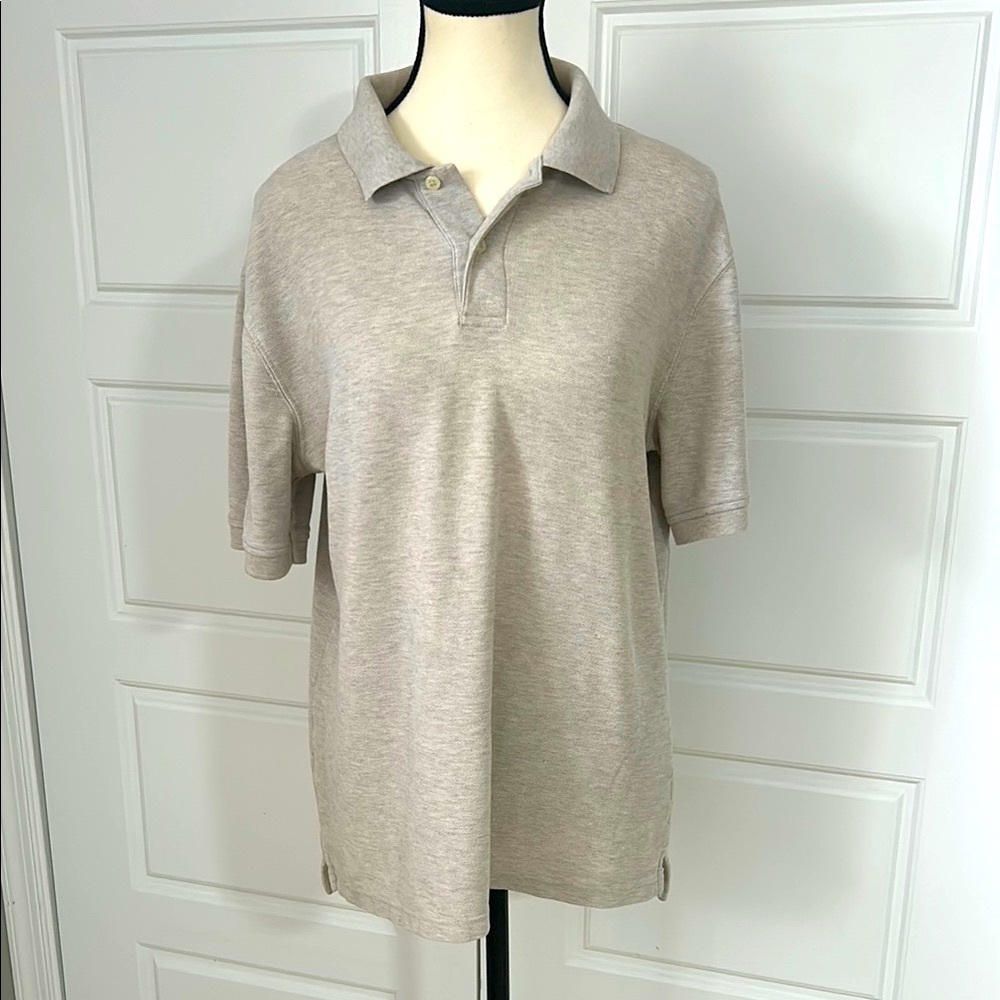 Saddlebred Perfect Polo Gray/Tan Classic Shirt Soft Knit Short Sleeve
